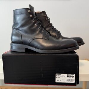 Wolverine BLVD Men's Black Leather Lace-Up Boots Size 8D